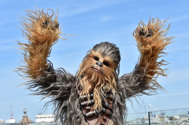 Chewbacca featured in the original story so, while undoubtedly a wookie, he is certainly no rookie (Matt Crossick/PA)