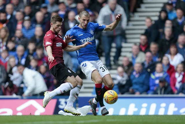 Borna Barisic (right) provided an assist on his Rangers debut