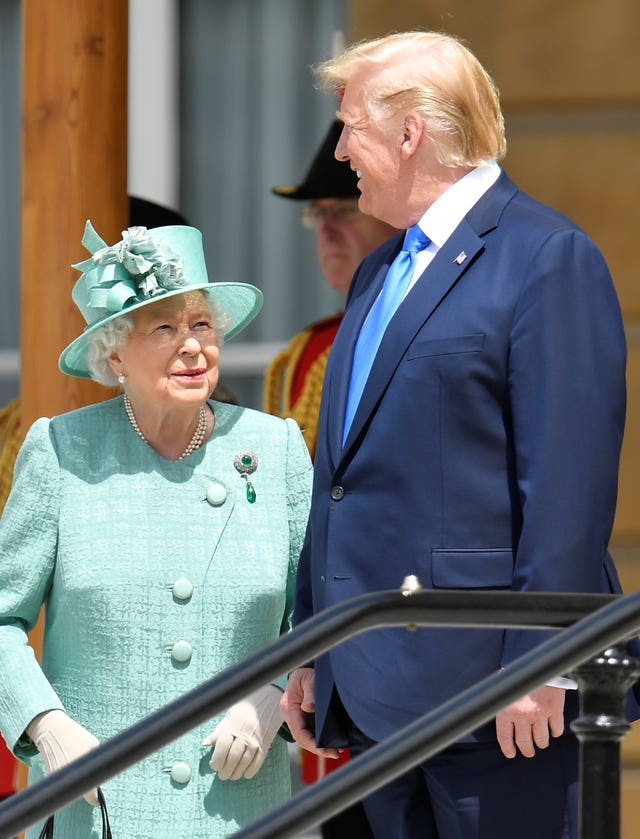 The Queen and US President Donald Trump during a Ceremonial Welcome at Buckingham Palace