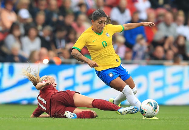 Debora scored both of Brazil's goals at the Riverside