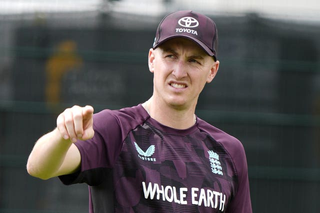 Harry Brook during a nets session at Emirates Old Trafford