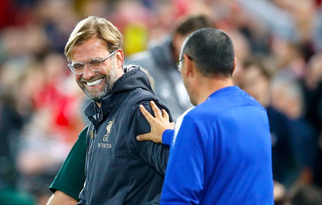 Jurgen Klopp, left, and Maurizio Sarri have already shown chemistry on the touchline