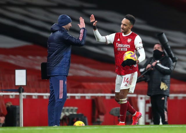 Aubameyang took home the match ball after his treble