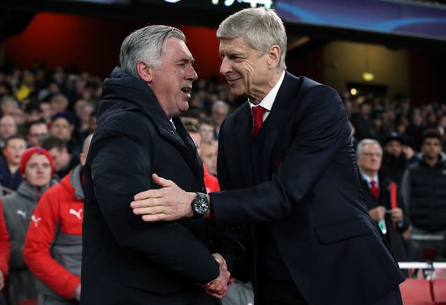 Carlo Ancelotti (left) has been one of the names linked with replacing Wenger