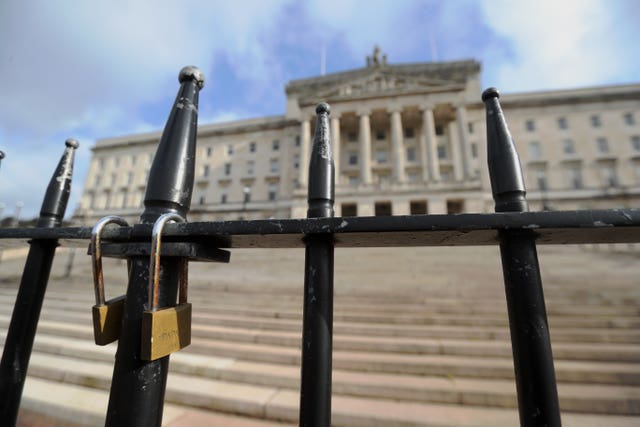 The locked gates at Stormont