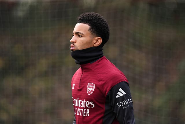 Arsenal’s Ethan Nwaneri during a training session