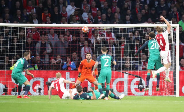The night got off to a bad start as Ajax's Matthijs de Ligt (right) headed his side in front