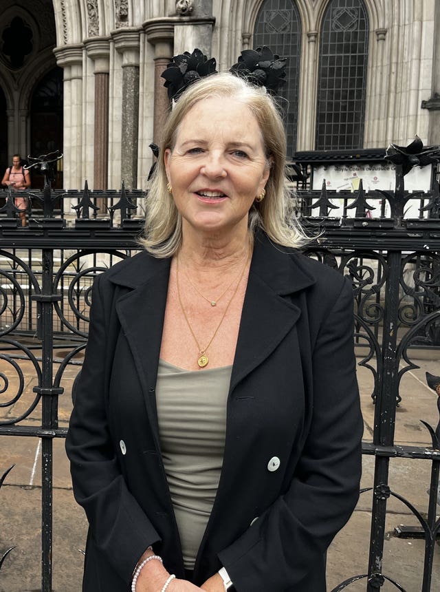 Susan Evans outside the Royal Courts of Justice