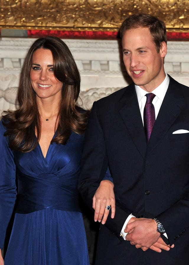 Prince William and Kate Middleton during a photocall in the State Apartments of St James’s Palace, London, to mark their engagement (John Stillwell/PA)