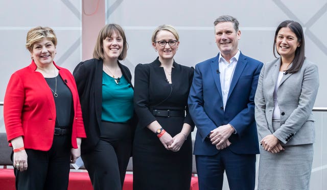 Labour leadership candidates (left to right) Emily Thornberry, Jess Phillips, Rebecca Long-Bailey, Sir Keir Starmer and Lisa Nandy (
