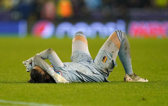 Nicky Evrard reacts to Sweden defeat
