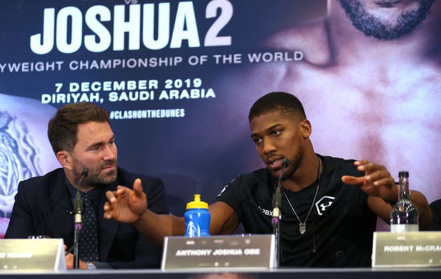 Eddie Hearn, left, hopes to see Anthony Joshua take on Tyson Fury 