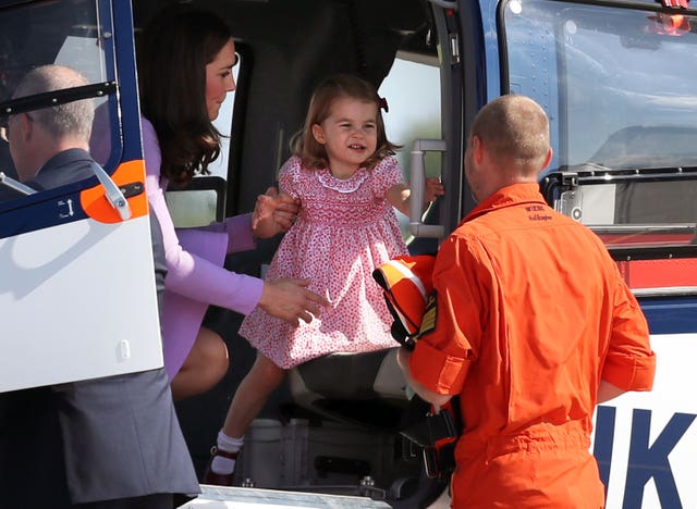 Princess Charlotte on a helicopter before the Royal party departed from Hamburg (Jane Barlow/PA)