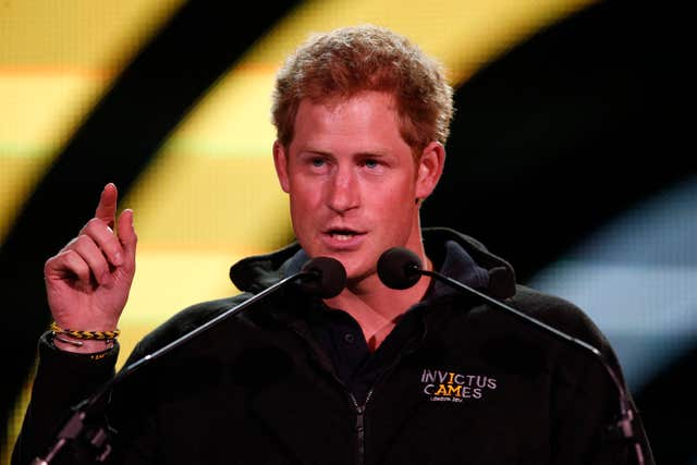 Harry gives a speech during the closing ceremony of the Invictus Games at Queen Elizabeth Olympic Park, east London, in 2014