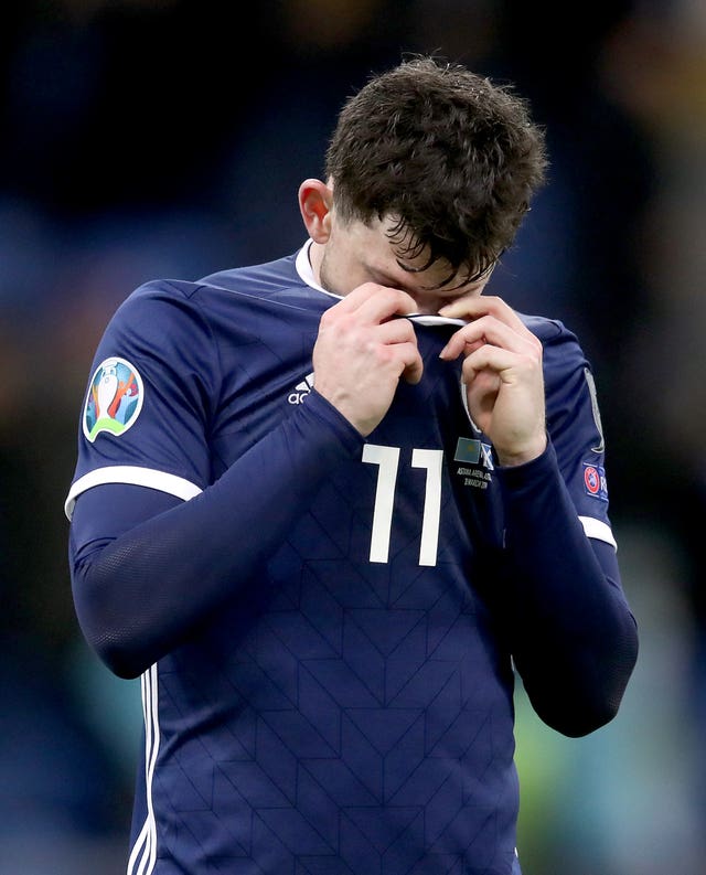 Scotland's Oliver Burke looks dejected after the defeat to Kazakhstan