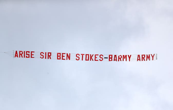 A small aeroplane flew over Edgbaston with a message for Ben Stokes