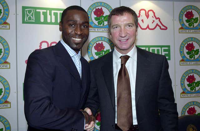 Andy Cole (left) with manager Graeme Souness after signing for Blackburn