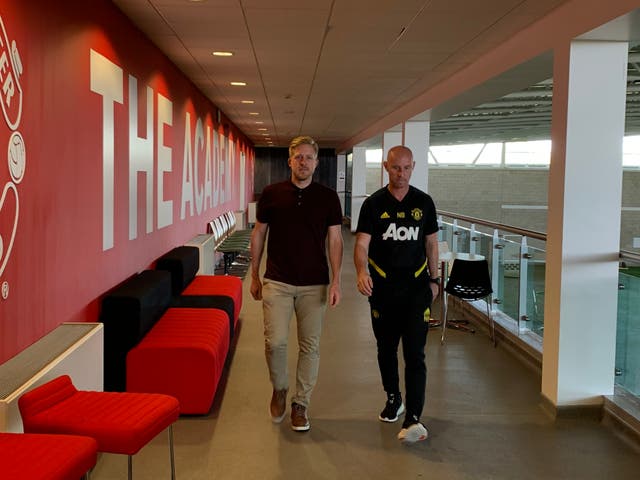 Manchester United head of first team development Nicky Butt (right) and head of academy Nick Cox