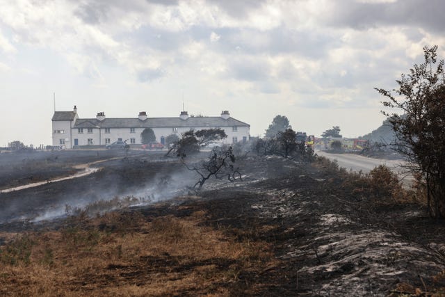 Smoke at the scene of the wildfire at Dunwich Heath