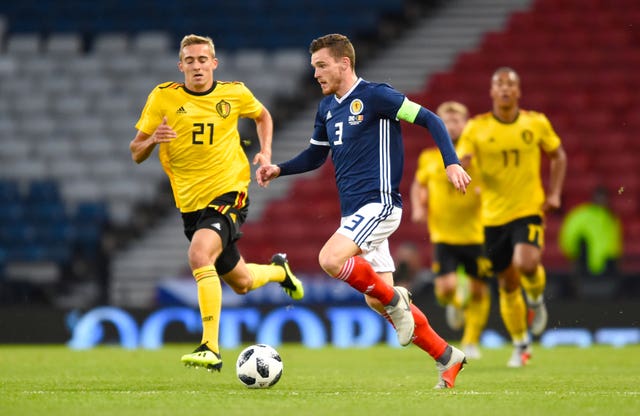 Andy Robertson was rarely on the front foot at Hampden