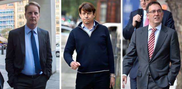John Scouler, Carl Rogberg and Christopher Bush (Hannah McKay/PA)