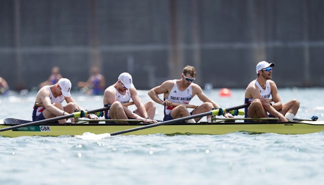 Great Britain's men's four after the race 