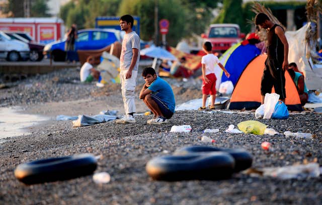 Migrants and refugees on the island of Kos, Greece (Jonathan Brady/PA)