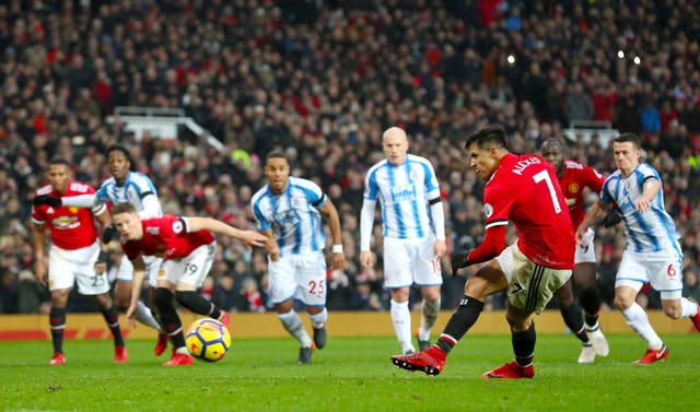 Sanchez scored his only United goal to date against Huddersfield, following up after having his penalty saved (Martin Rickett/PA)