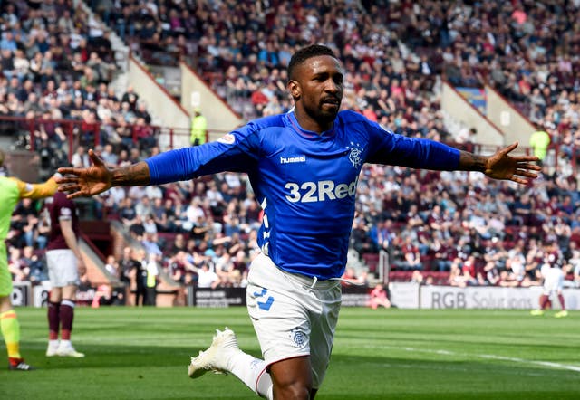 Jermain Defoe celebrates giving Rangers the lead