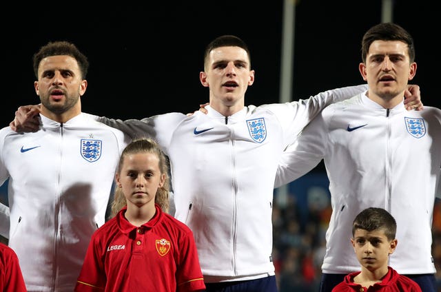 Rice sang the national anthem following his recent switch from the Republic of Ireland