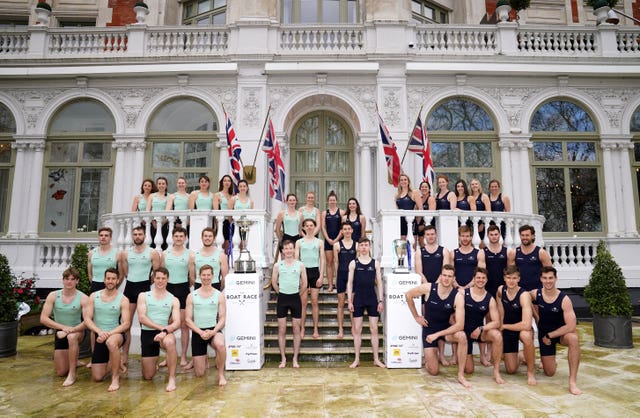 The Cambridge and Oxford crews were announced in London on Monday
