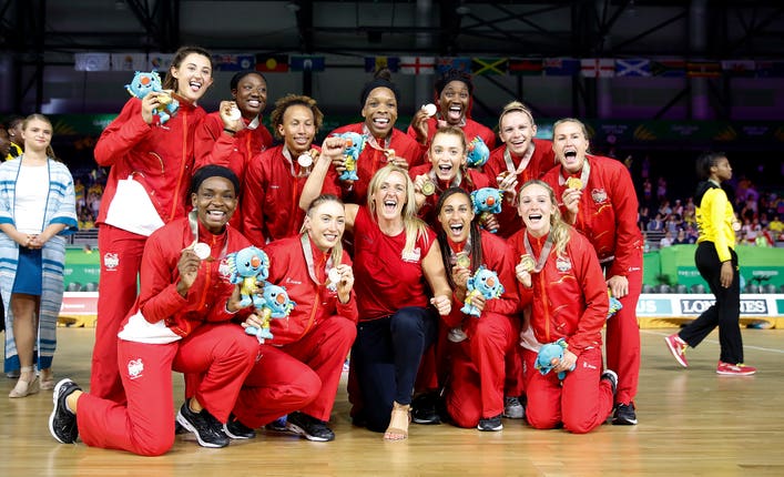 Neville (centre) guided England to a first-ever Commonwealth gold at the 2018 Gold Coast Games (Martin Rickett/PA).