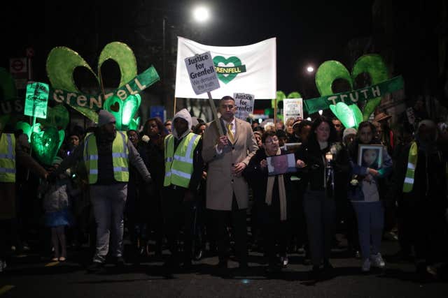 A silent walk to honour those who died in the Grenfell Tower fire marked the six month anniversary (Yui Mok/PA)