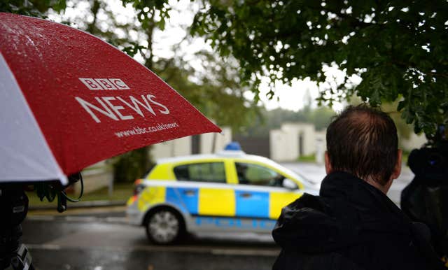 Media outside the Charters Estate in Sunningdale