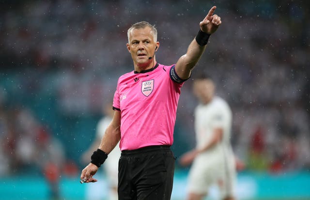 Euro 2020 final referee Bjorn Kuipers, pictured, and all of the tournament officials were praised by UEFA's referees' chief