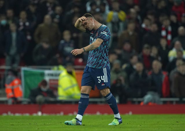 Granit Xhaka leaves the field after being sent off