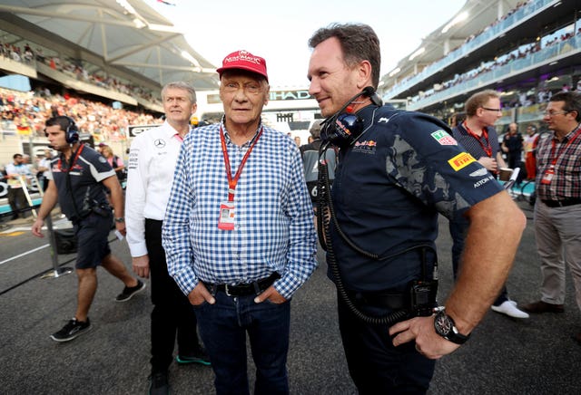 Lauda and Red Bull team principal Christian Horner during the 2016 Abu Dhabi Grand Prix