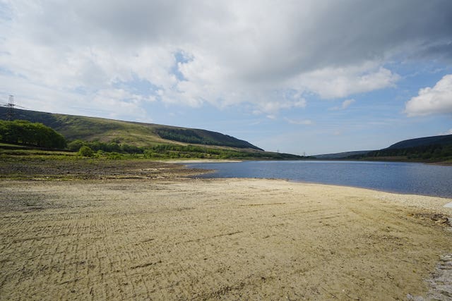 A view of the water levels at Torside Reservoir in Derbyshire