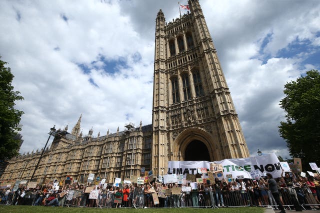 UK students taking part in a strike for the climate crisis in Westminster