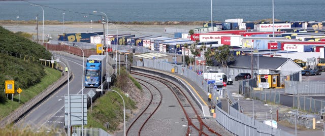 Freight trucks at Rosslare Europort in Co Wexford, Ireland