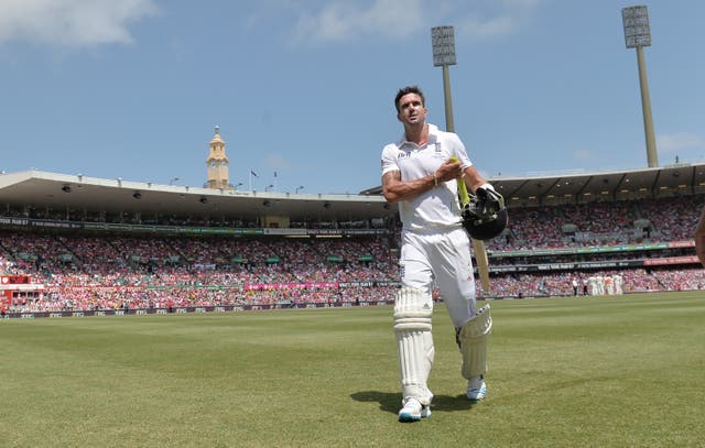 Kevin Pietersen leaves the field for the last time as an England batsman during the Ashes whitewash in Australia 