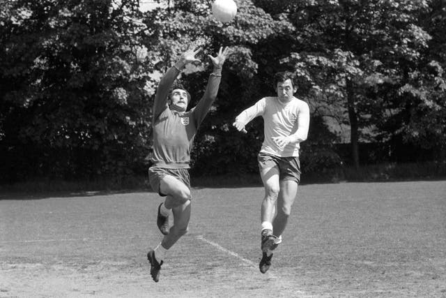 Peter Shilton (left) succeeded Gordon Banks (right) as England's number one