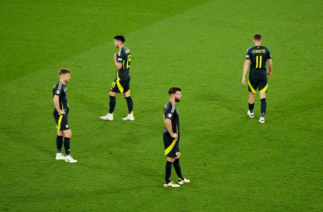 Scotland players dejected after the final whistle