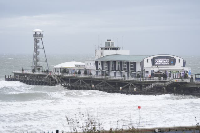 Rough seas at Bournemouth beach on Tuesday