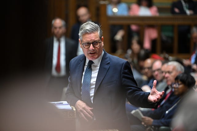 Sir Keir Starmer gesturing while speaking during PMQs in the Commons