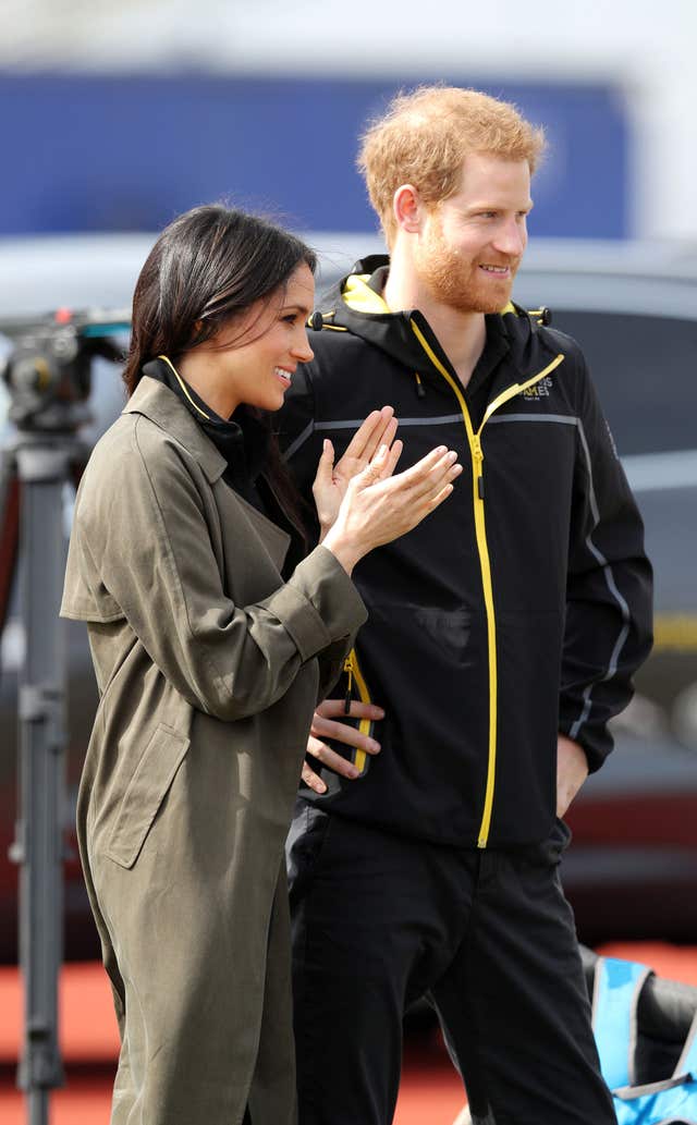 Prince Harry and Meghan Markle arrive at University of Bath Sports Training Village, Bath, to attend the UK team trials for the Invictus Games Sydney 2018 (Andrew Matthews/PA)