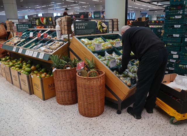 Thr fruit and veg section of a Marks and Spencer store