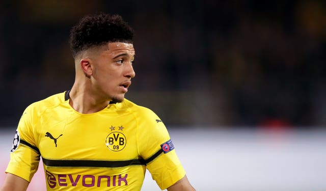 Jadon Sancho in action for Borussia Dortmund