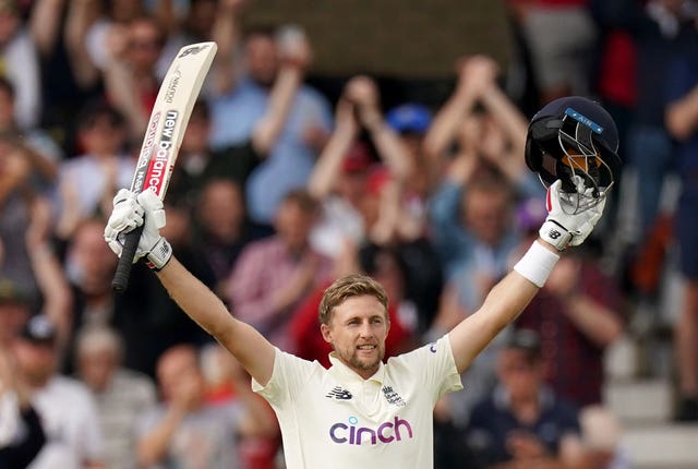 Joe Root celebrates a century at Trent Bridge