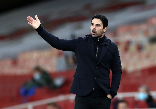 Arsenal manager Mikel Arteta during a Premier League match at the Emirates Stadium